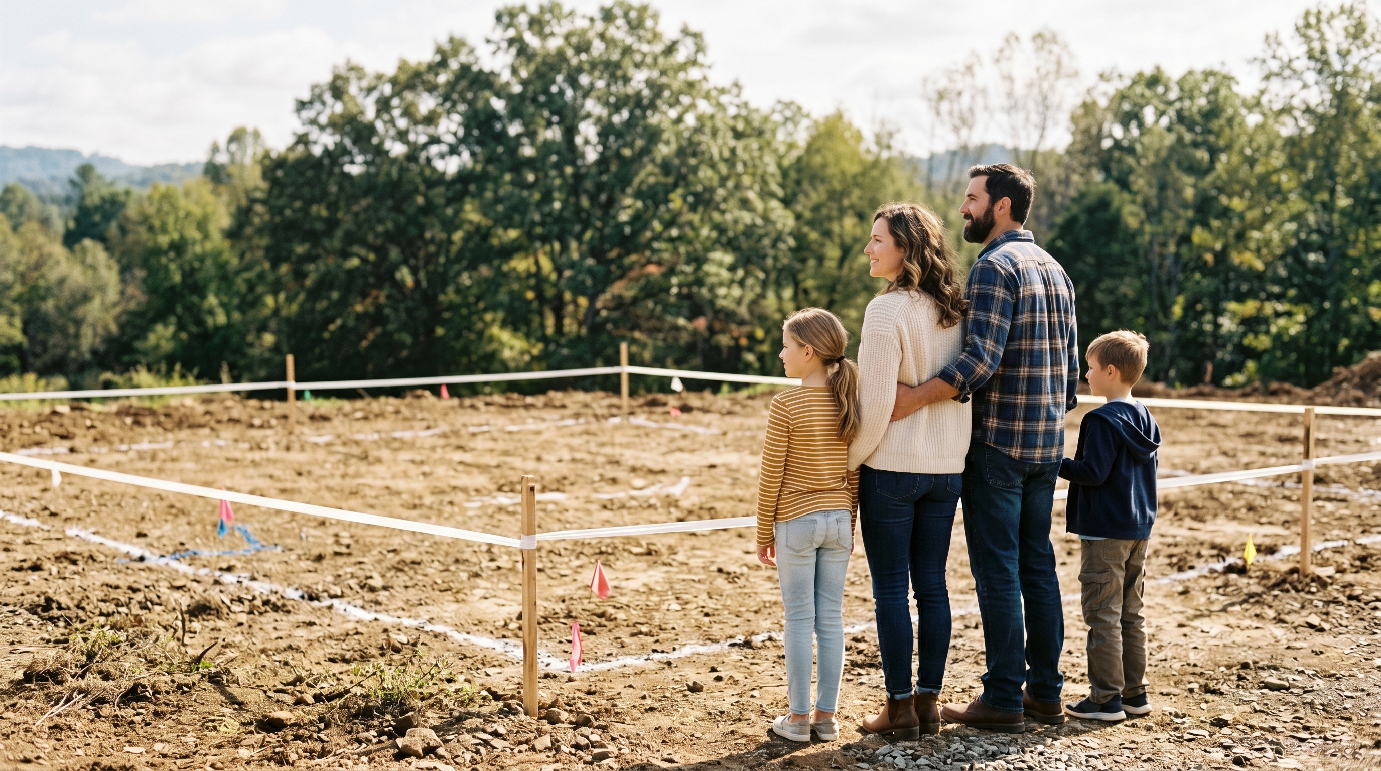 Family on their future home lot